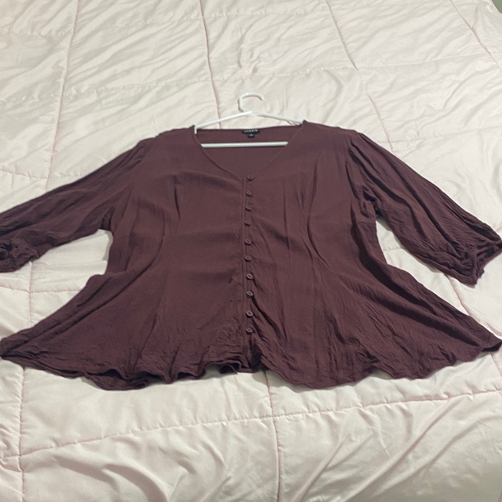 Torrid Plum Button-Down Blouse